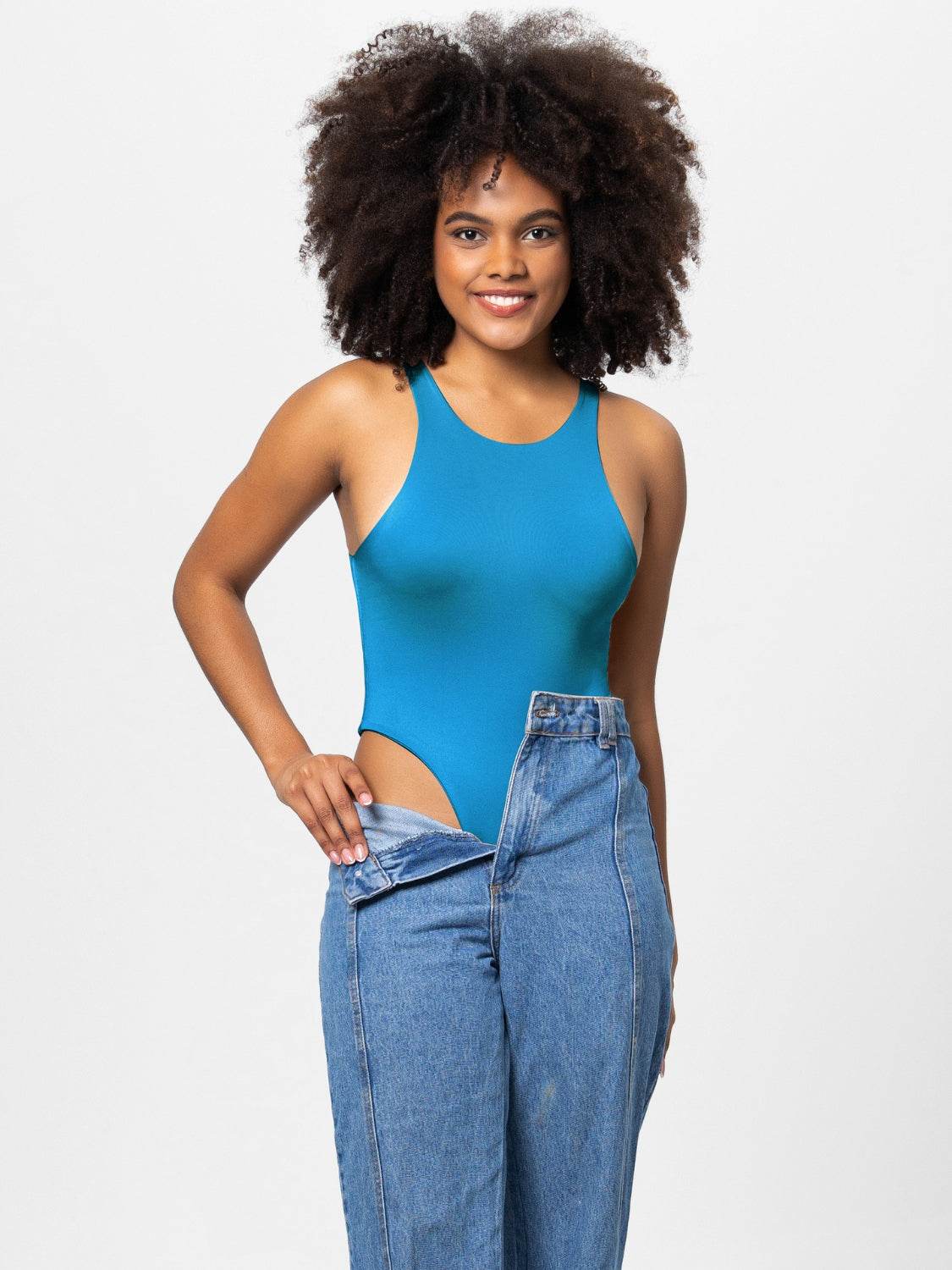 Full Size Round Neck Wide Strap Bodysuit - Fashions Envy