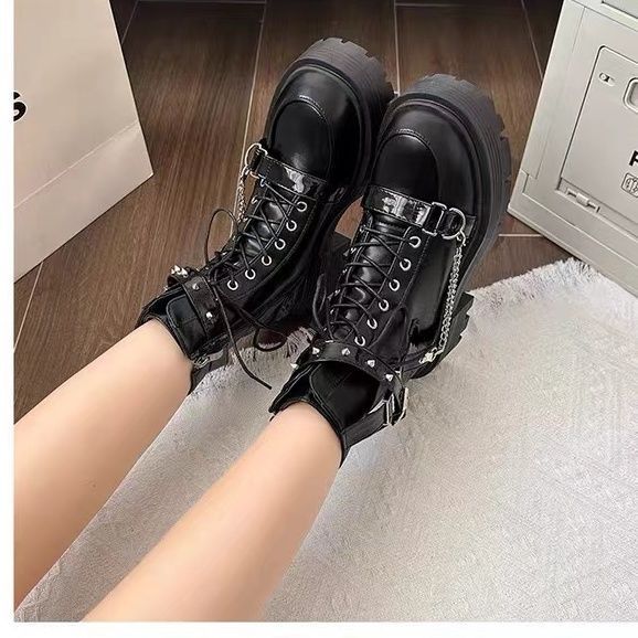 Martin Boots - Black Thick Sole Mid-Calf Platform