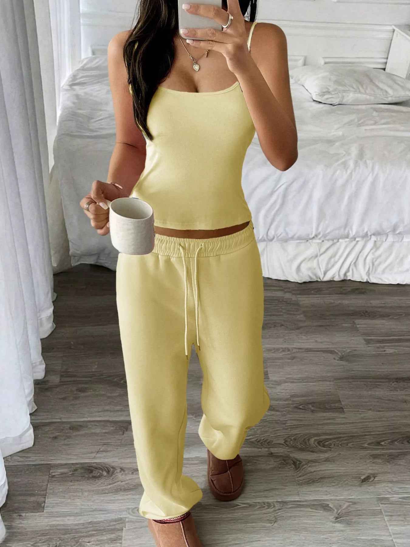 Cami & Wide Leg Pants Set - Soft Lounge Outfit - Fashions Envy