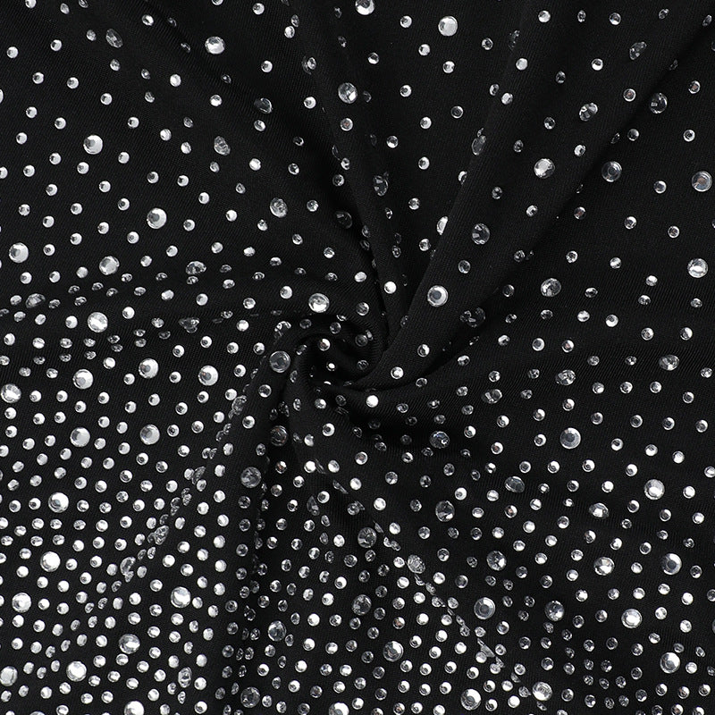 Bodycon Maxi Dress - Halter Diamond Embellished Slim Fit