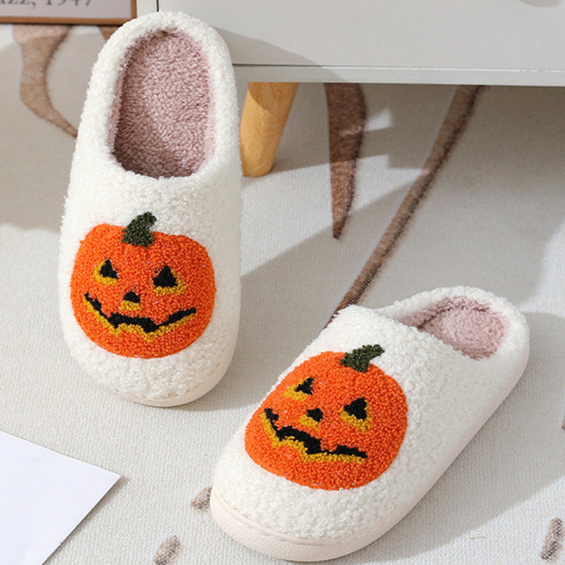 Halloween Pumpkin Cartoon Warm Winter Indoor Slippers