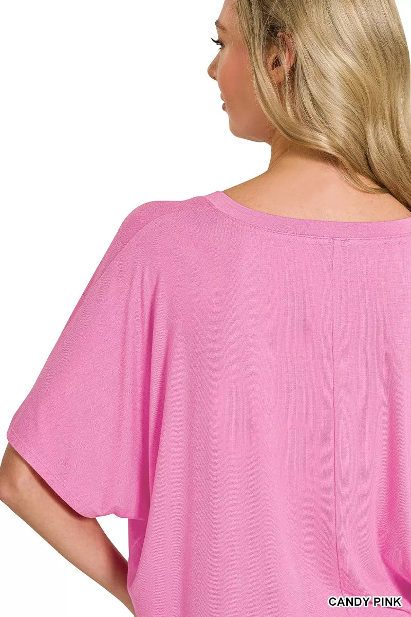 Zenana V-neck Oversized Top & Pants Set - Fashions Envy