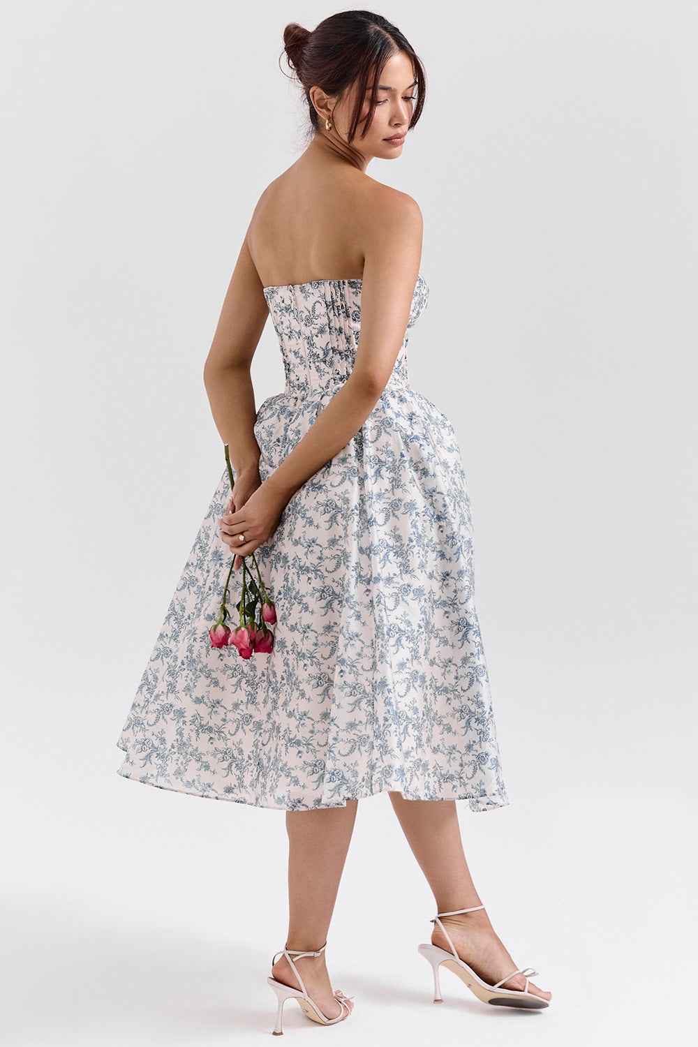 Sweetheart Midi Dress - Strapless Flared A-Line Skirt