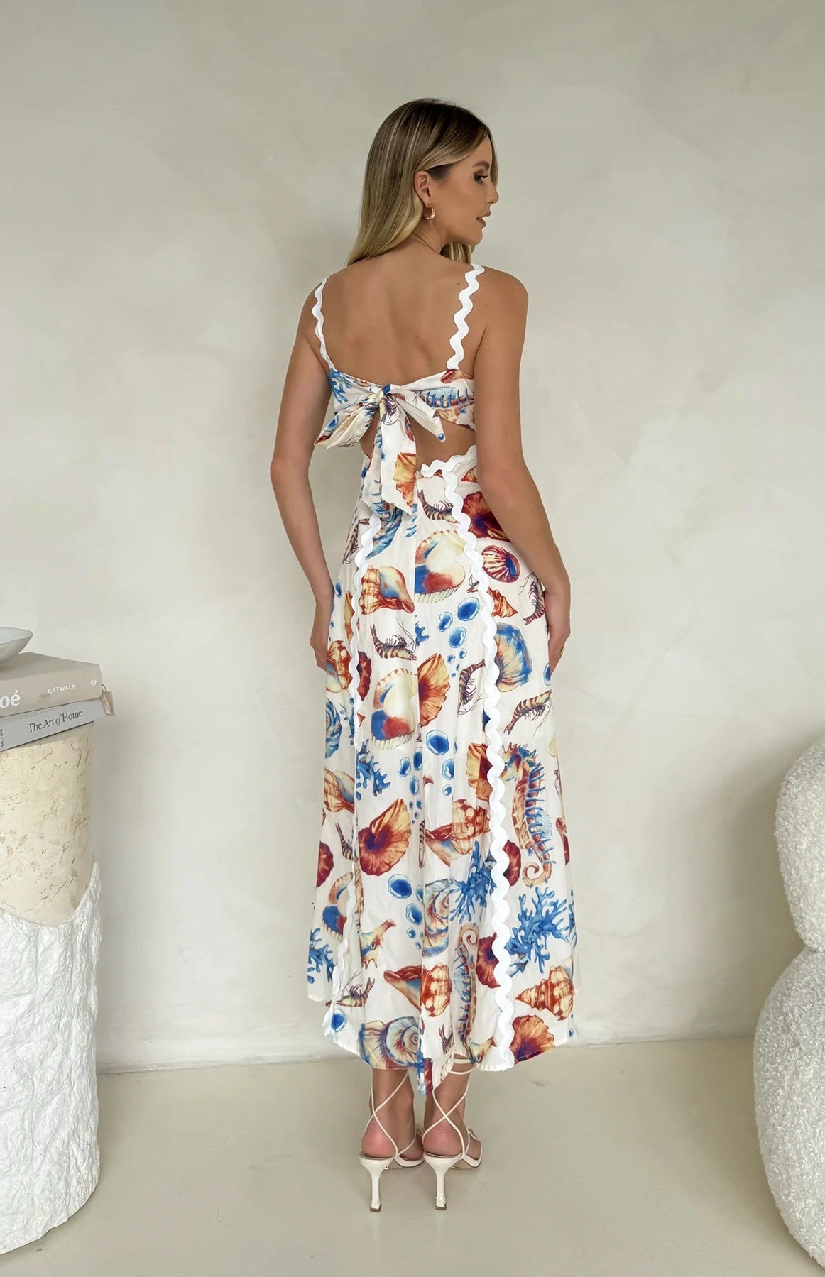 Floral Patchwork Cami Midi Dress - High Waist Boho