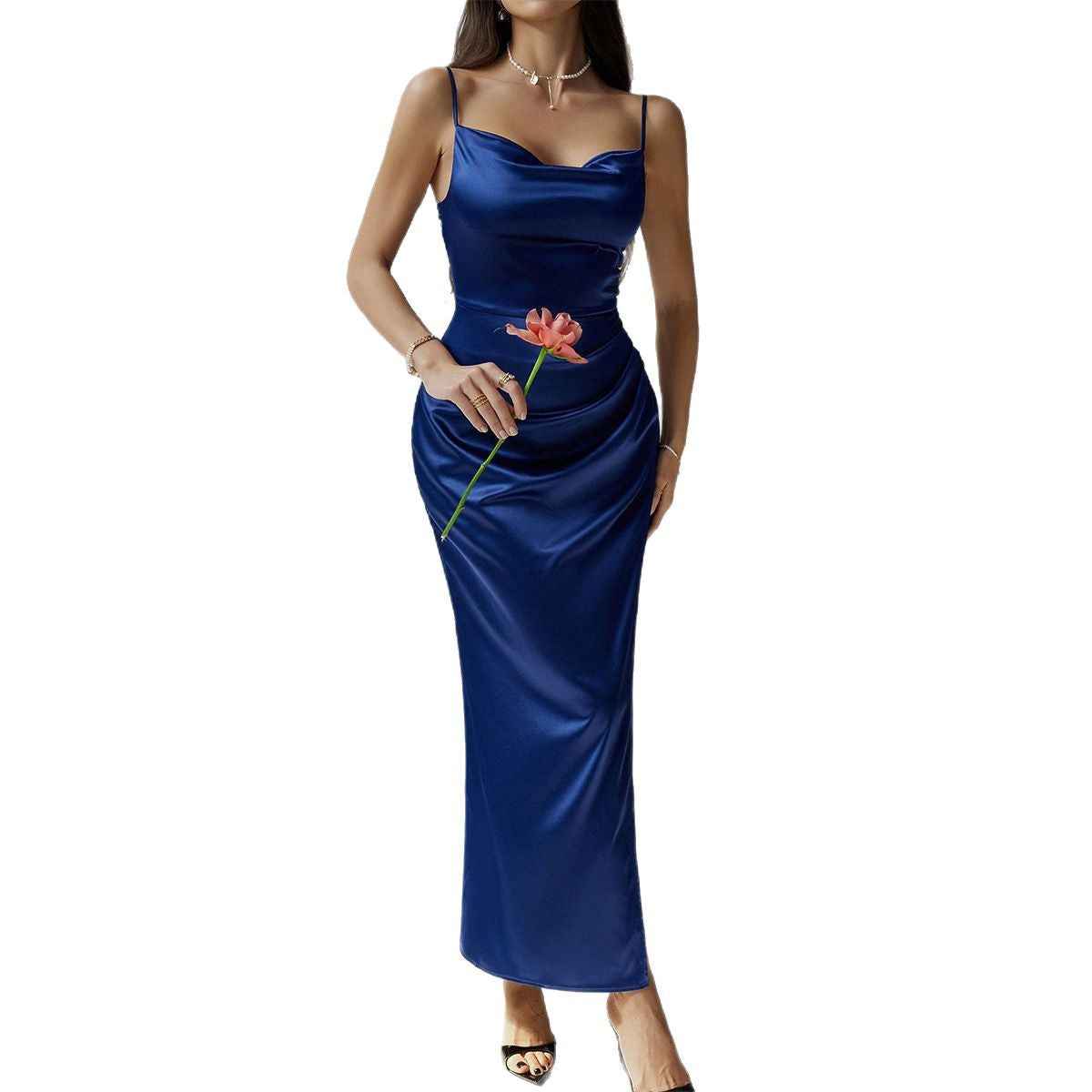 Halter Neck Maxi Dress - Sleeveless Evening Gown