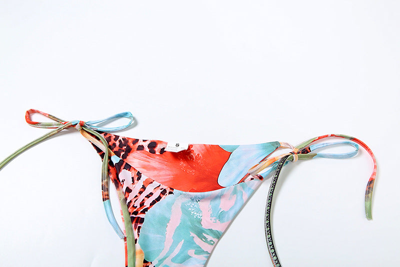 Three Piece Bikini Set - Tie Print Cover Up Beach - Fashions Envy