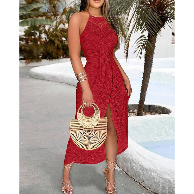 Sleeveless Halter Neck Ruched Bodycon Midi Dress