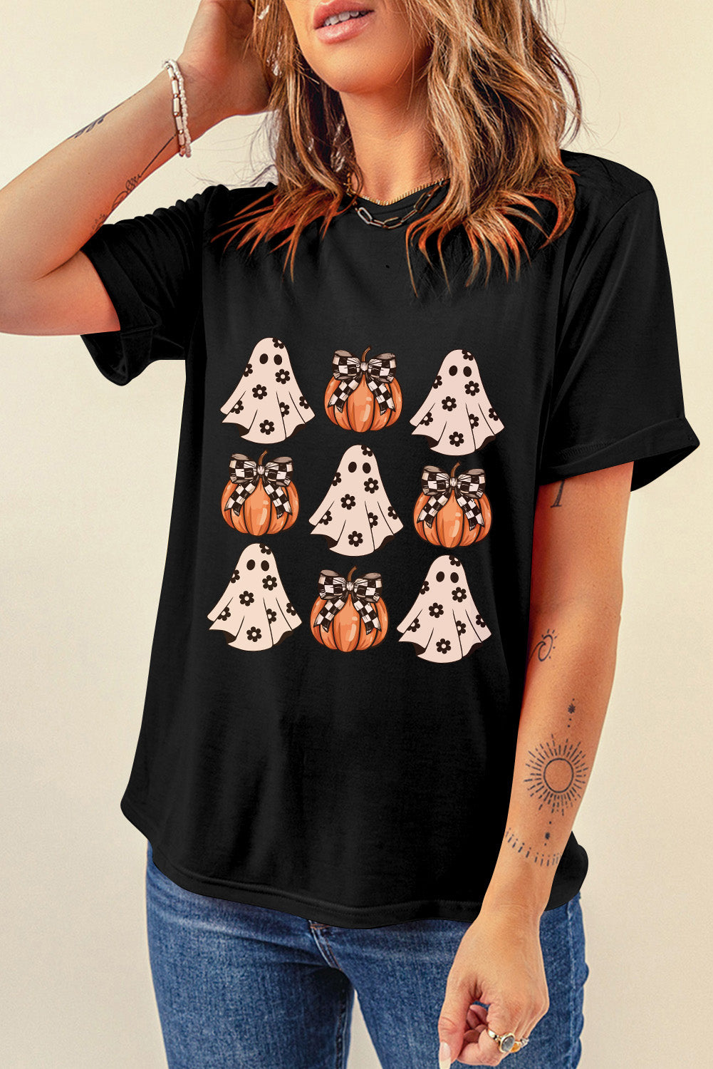 Halloween Graphic Round Neck Short Sleeve T-Shirt - Fashions Envy