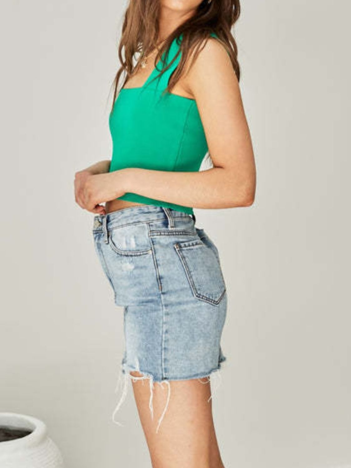 Square Neck Wide Strap Basic Tank Top