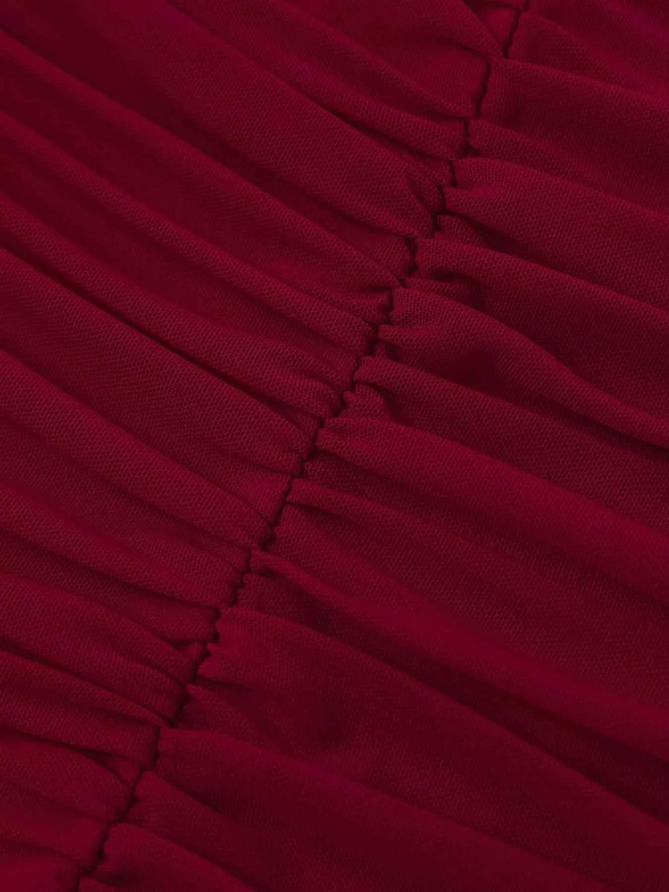 Halter Neck Ruched Slit Maxi Dress