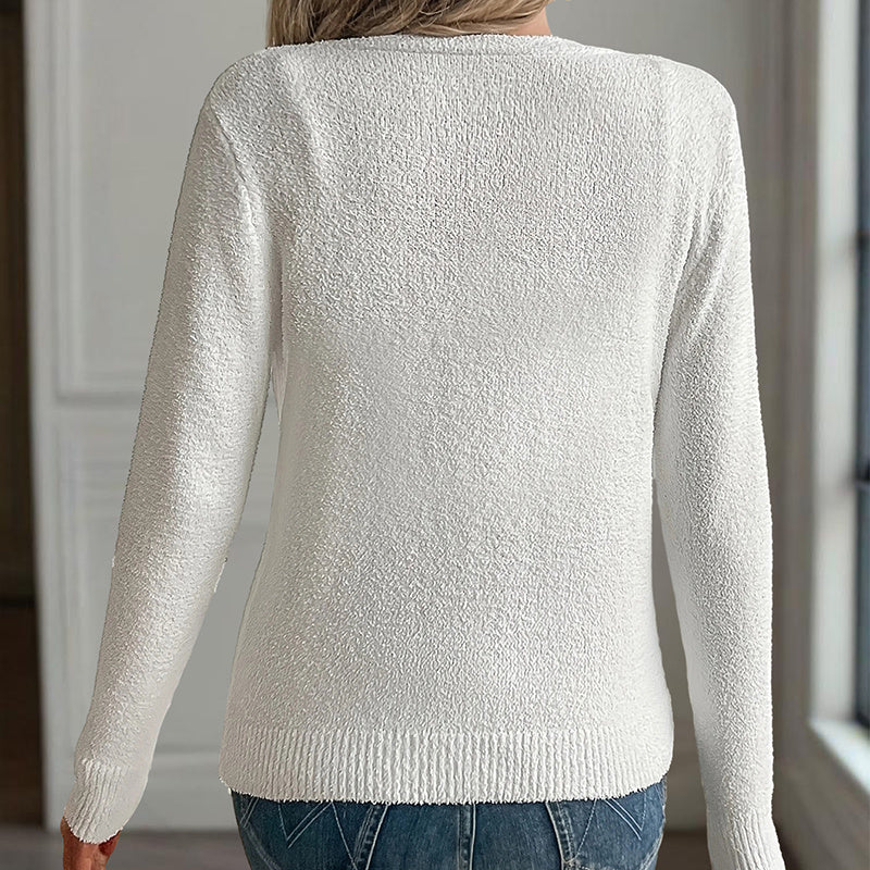 Button-Front Cardigan - V-Neck Knit Sweater