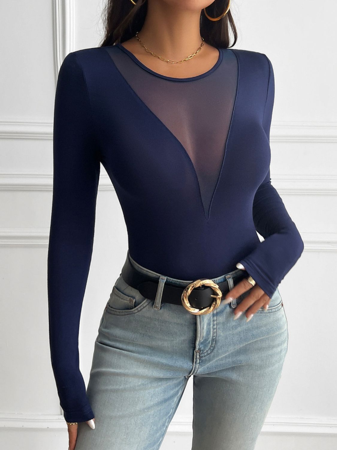 Devine Round Neck Long Sleeve T-Shirt - Fashions Envy