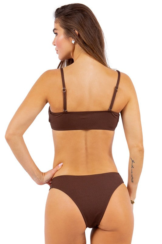 Lace Cut Out Two Piece Bikini Swimsuit