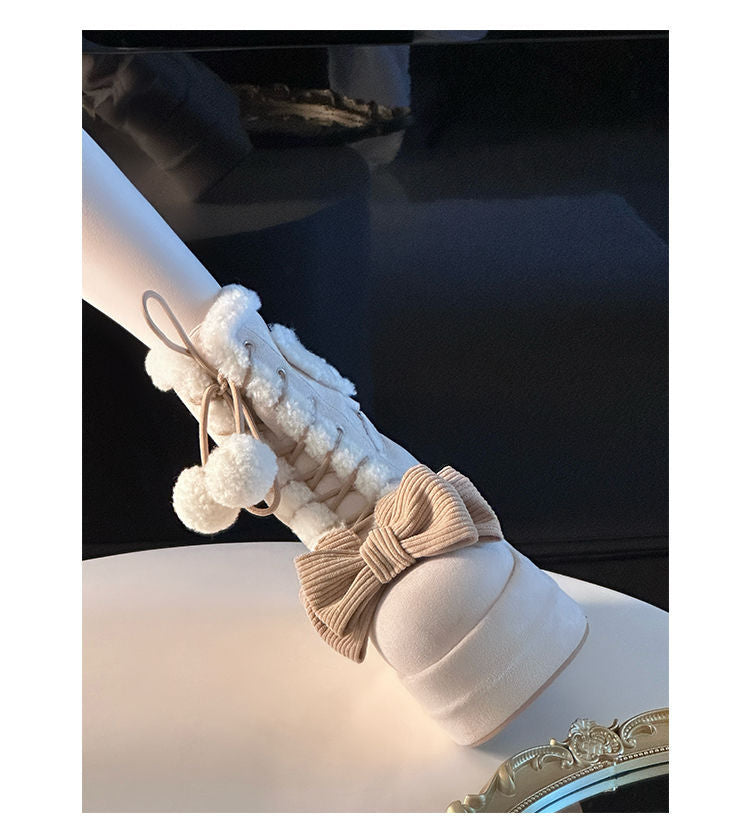 Platform Boots - Cute Fur Pom-Pom Winter Style