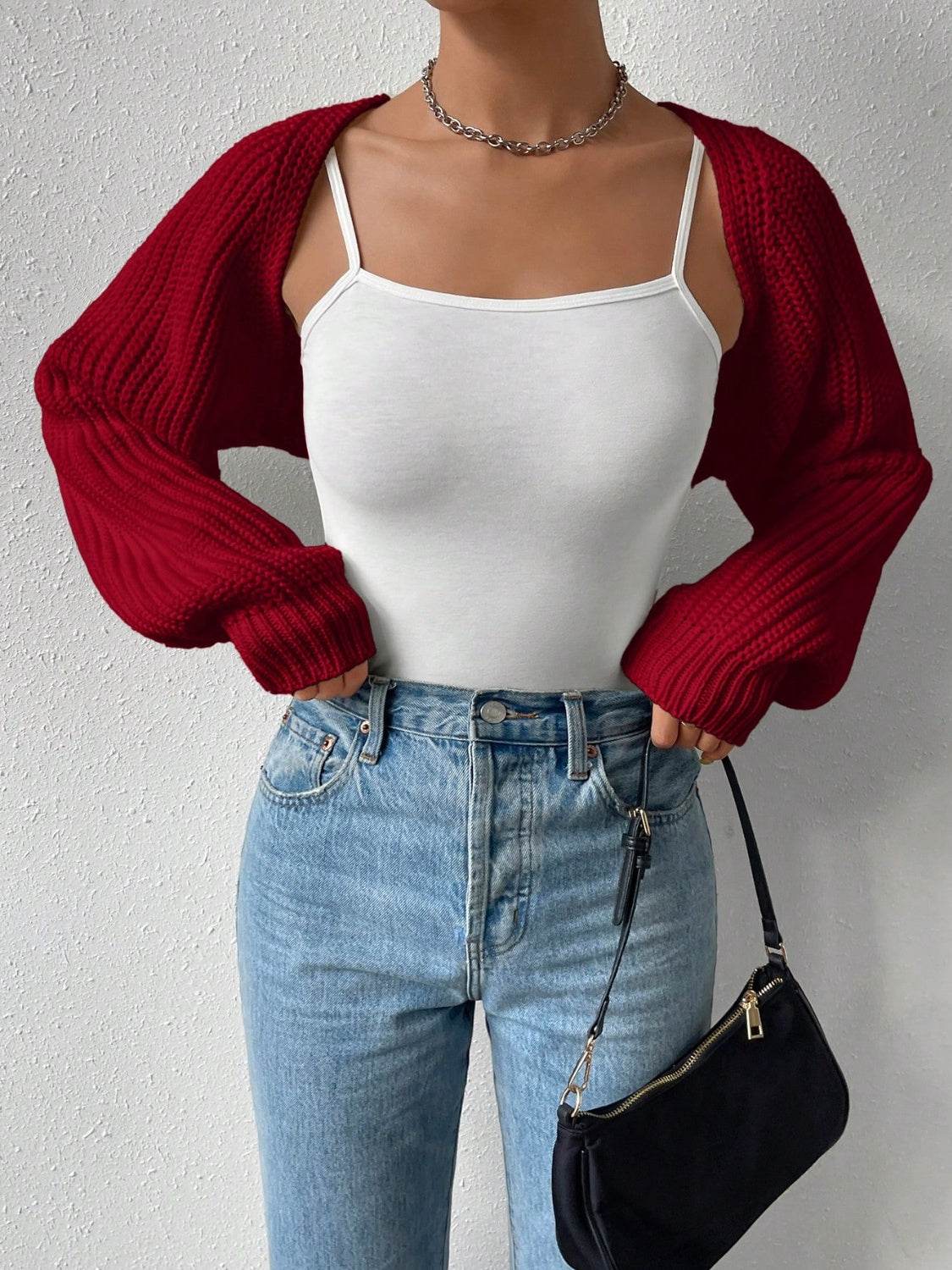 Honey Open Front Long Sleeve Cropped Cardigan - Fashions Envy