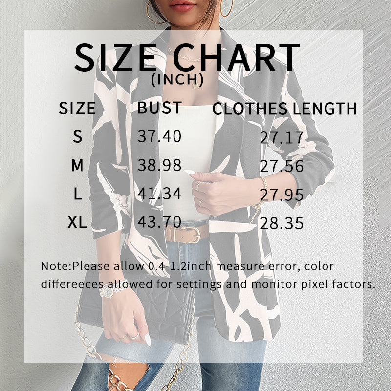 Women's Abstract Print Blazer - Button Front Office Jacket - Fashions Envy