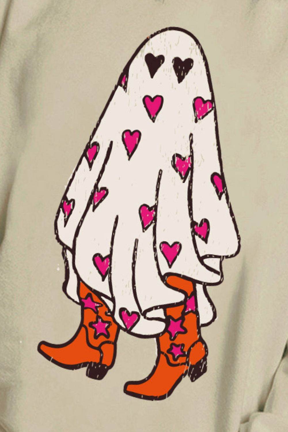 Ghost Graphic Dropped Shoulder Sweatshirt - Fashions Envy