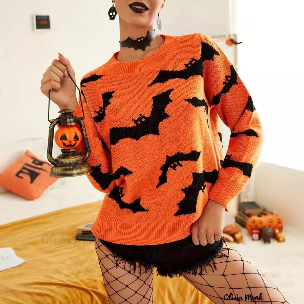 Halloween Sweater - Brocade Knit Long Sleeve Pullover