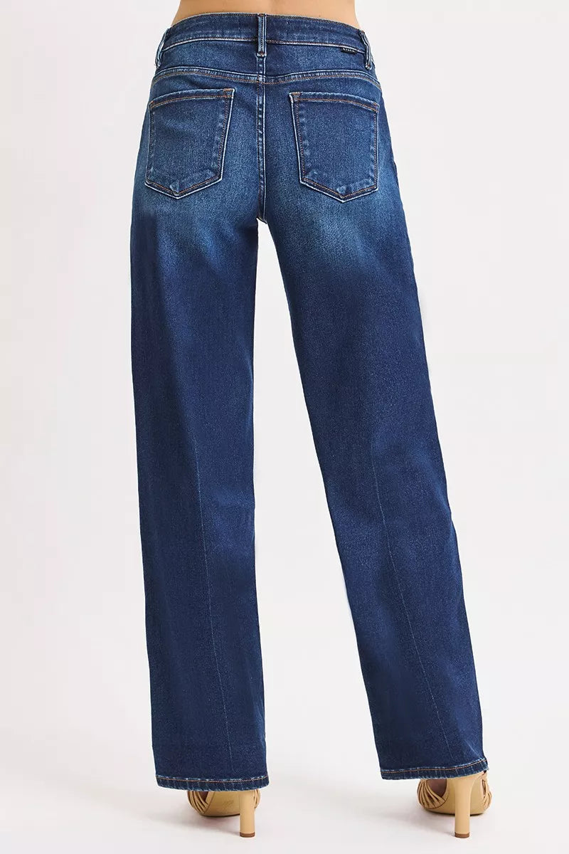RISEN Wide Baggy Jeans Women - Mid Rise Relaxed Fit - Fashions Envy