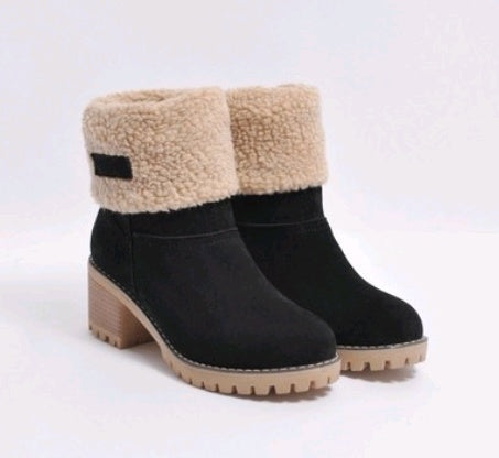 Suede Snow Boots - Mid-Tube Waterproof Platform