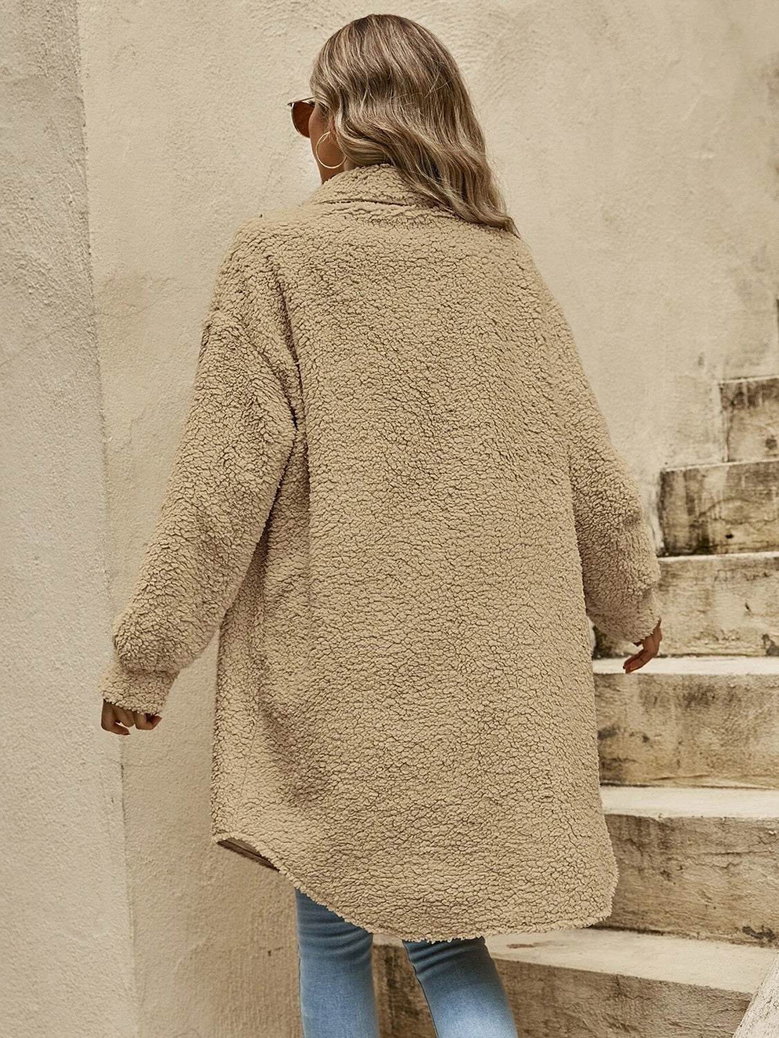 Collared Button Down Coat - Fashions Envy