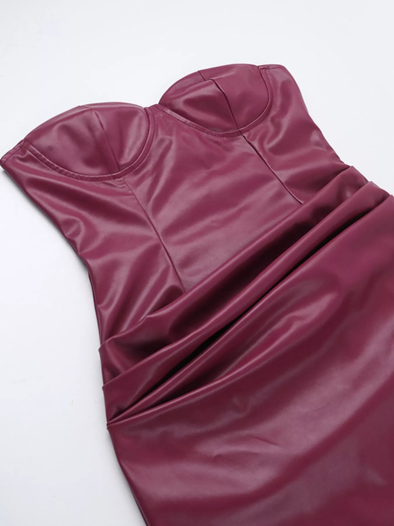 Faux Leather Bodycon Maxi Dress - Lace-Up Back Slit - Fashions Envy