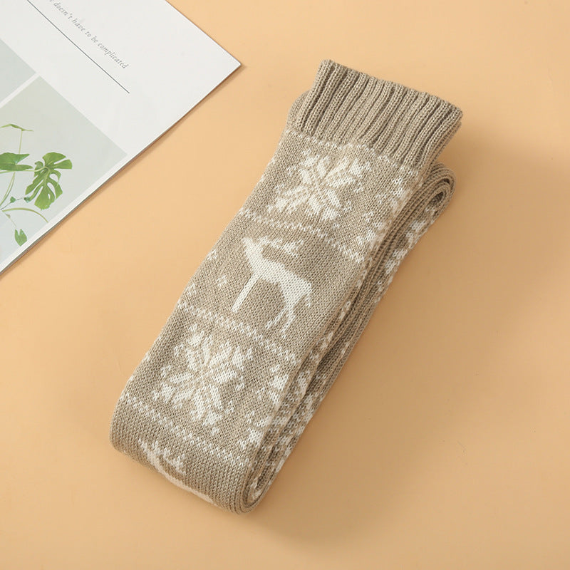 Christmas Knitted Cotton Woolen Stocking Over The Knee Long Socks