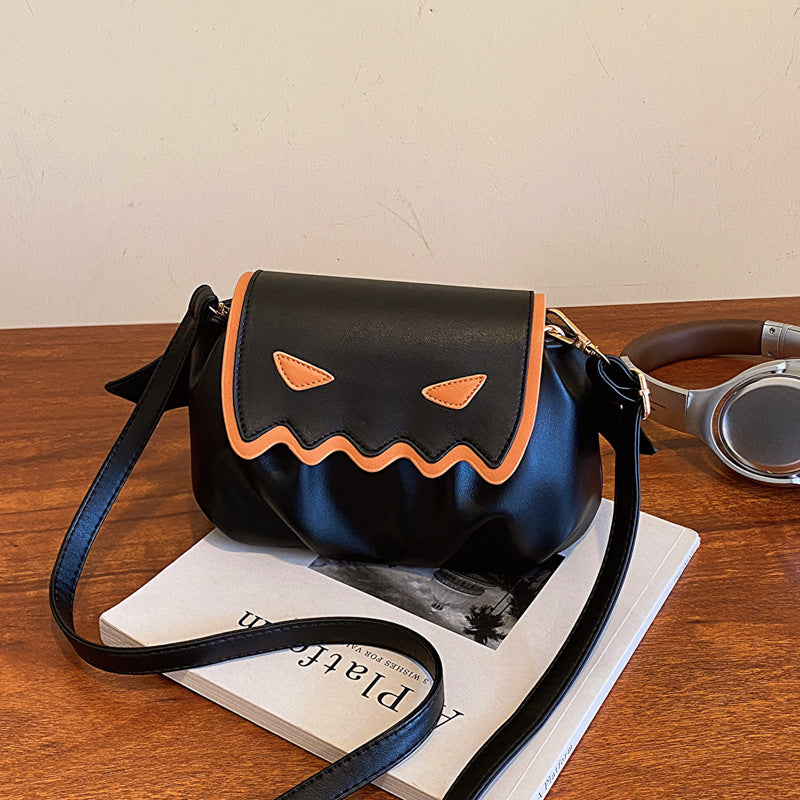 Halloween Pumpkin Crossbody Bag - Cartoon Shoulder Bag with Wings