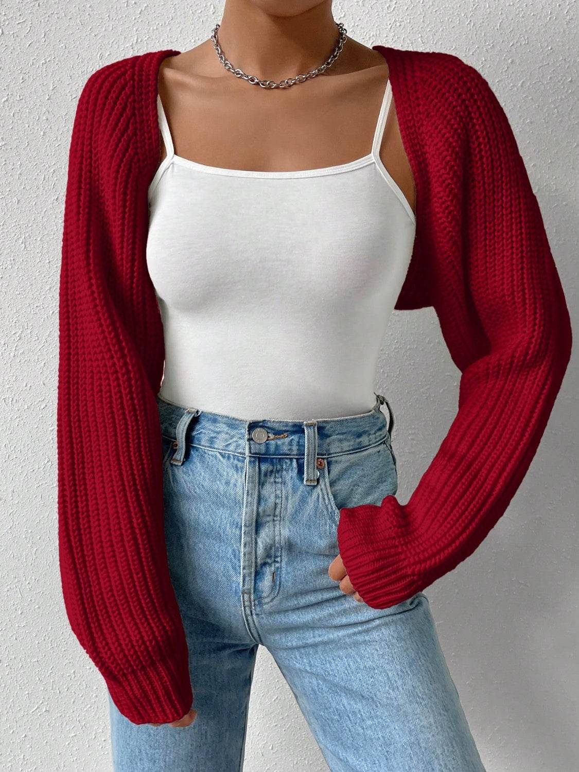 Honey Open Front Long Sleeve Cropped Cardigan - Fashions Envy