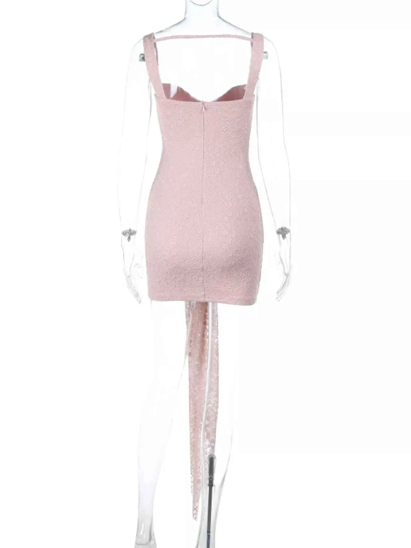 Sweetheart Neck Mini Dress - Wide Strap Lace Detail