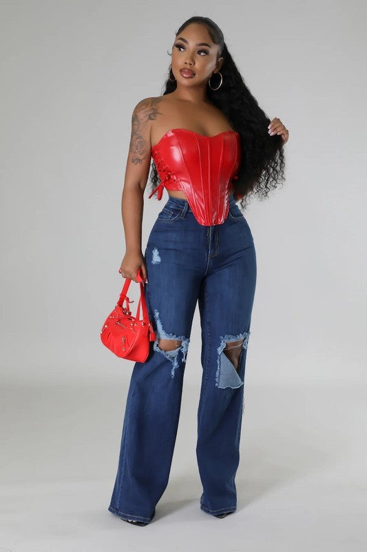 Jade Wide Leg Jeans in Dark Denim