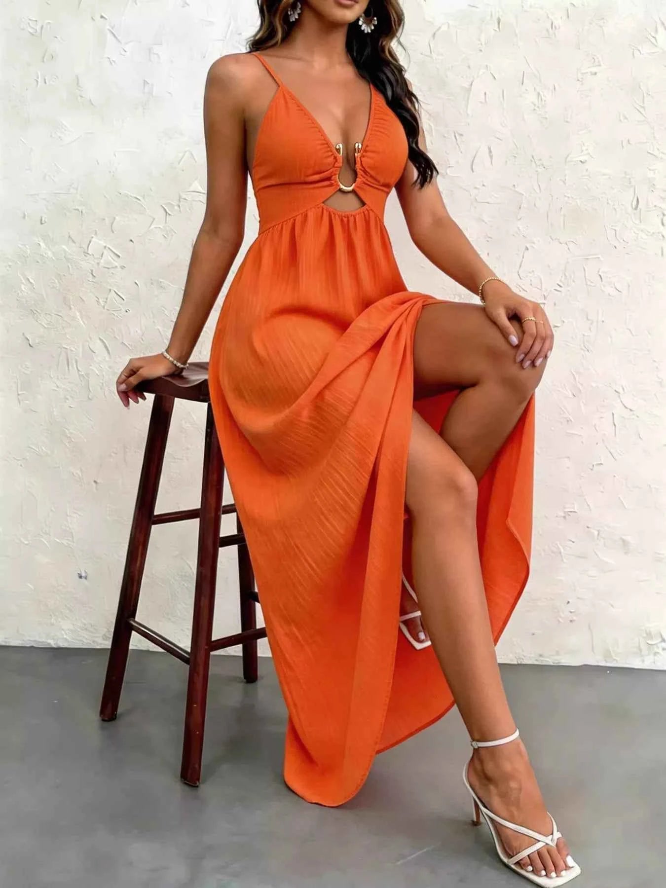 Cutout Front Slit Maxi Dress