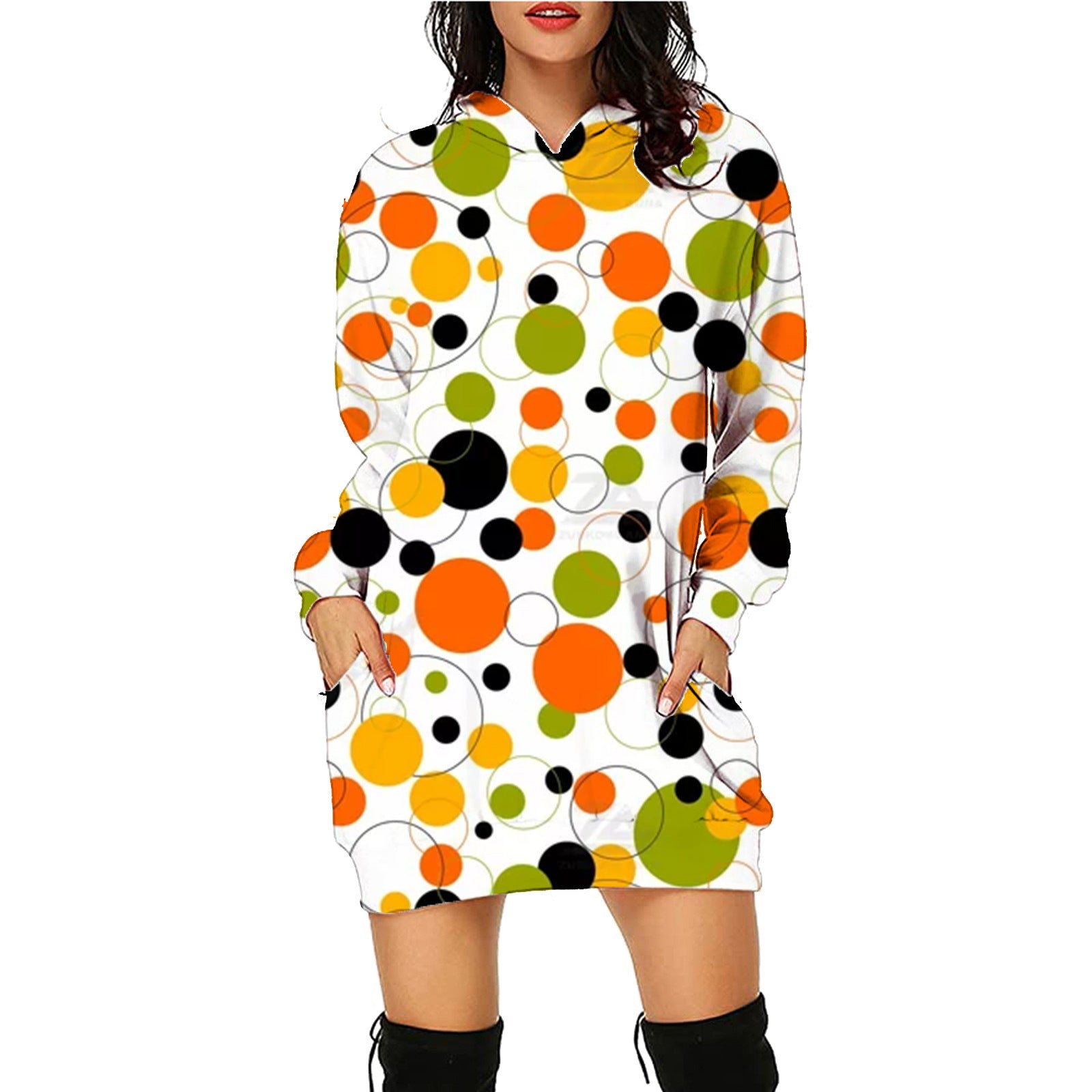 Halloween Hoodie - Long Sleeve Printed Sweater with Pockets
