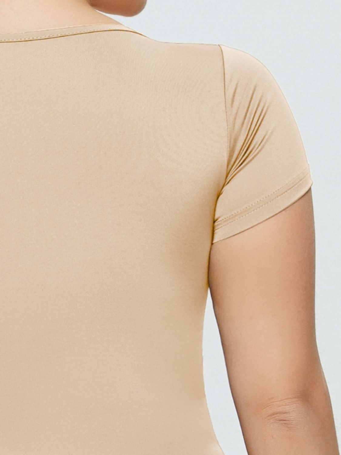 Full Size Square Neck Short Sleeve Bodysuit - Fashions Envy