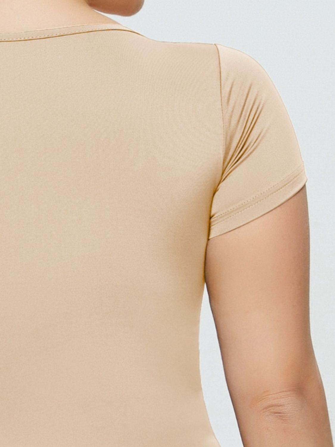 Full Size Square Neck Short Sleeve Bodysuit - Fashions Envy