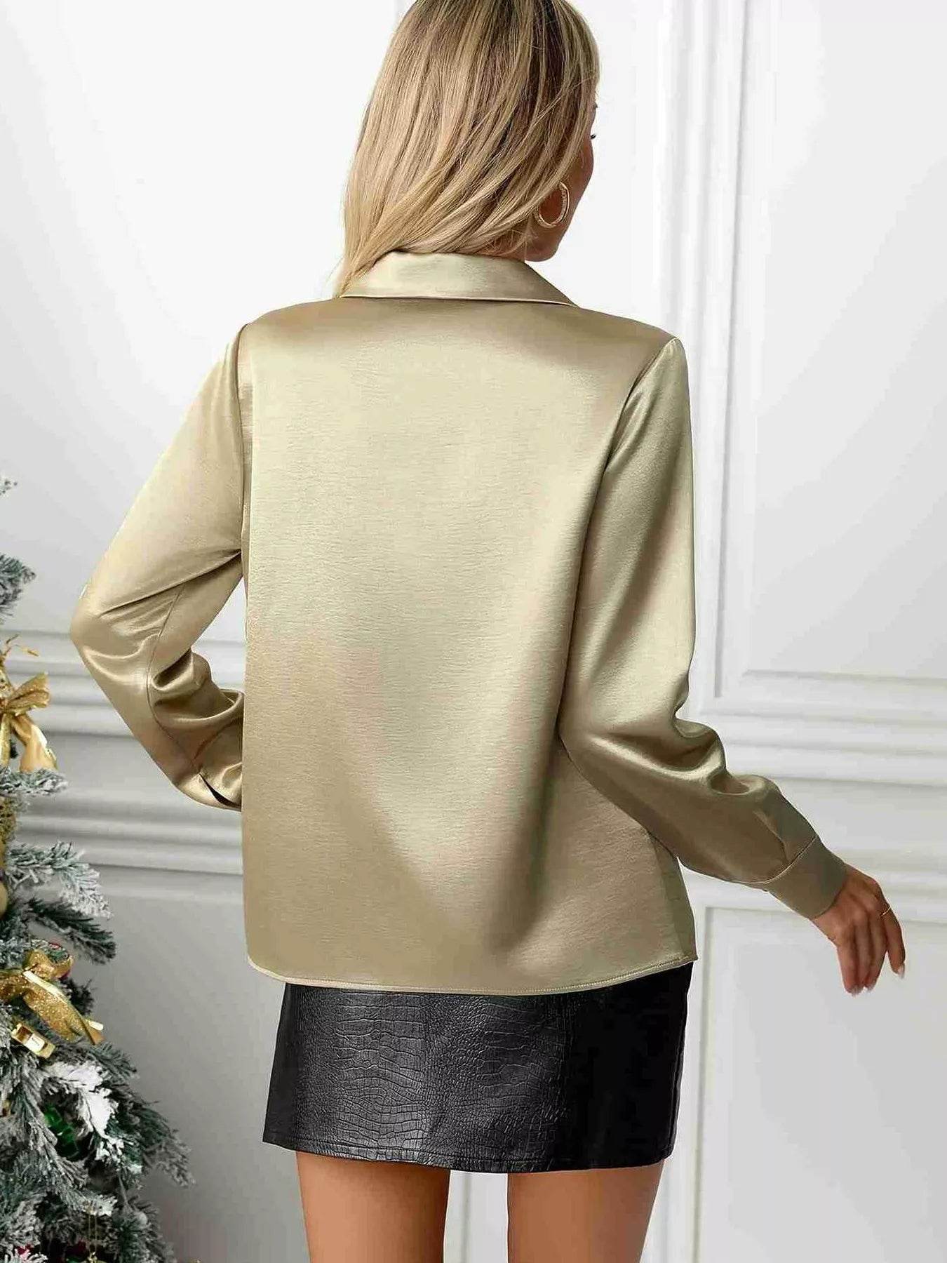 Button-Up Relaxed Fit Shirt - Fashions Envy