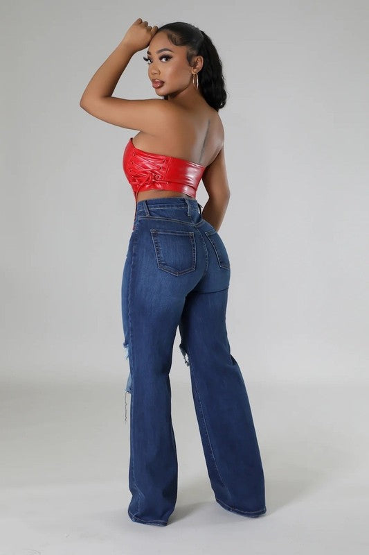 Jade Wide Leg Jeans in Dark Denim