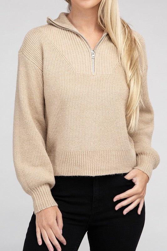 Easy-Wear Half-Zip Pullover Sweatshirt