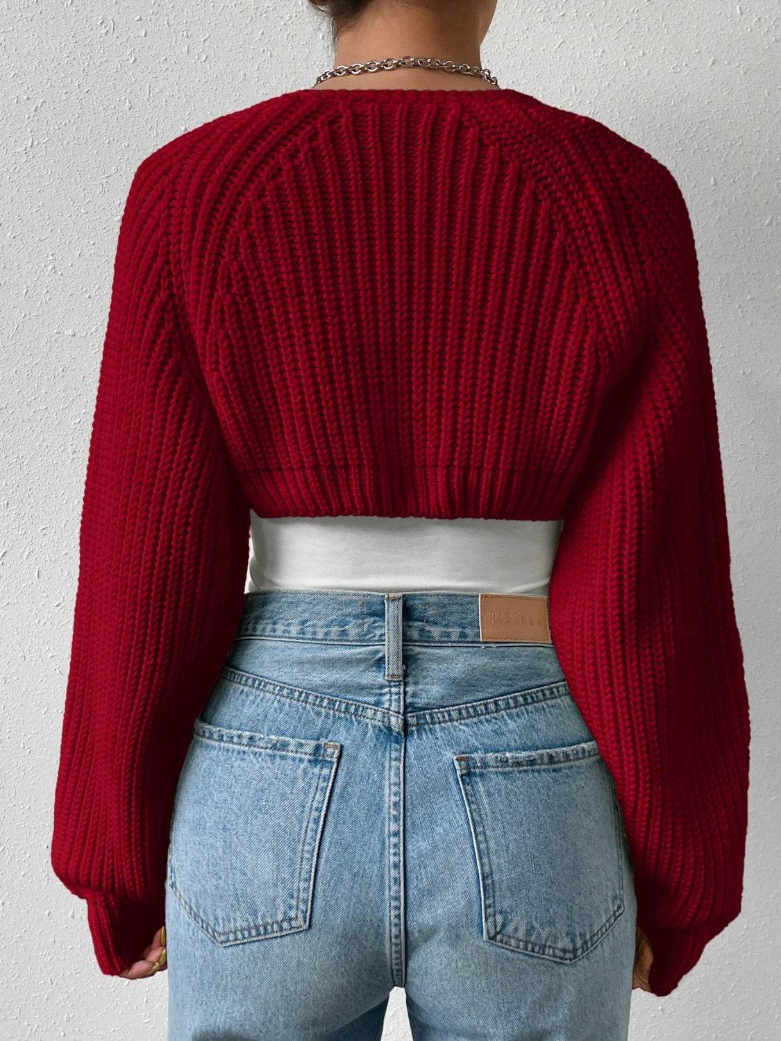 Honey Open Front Long Sleeve Cropped Cardigan - Fashions Envy