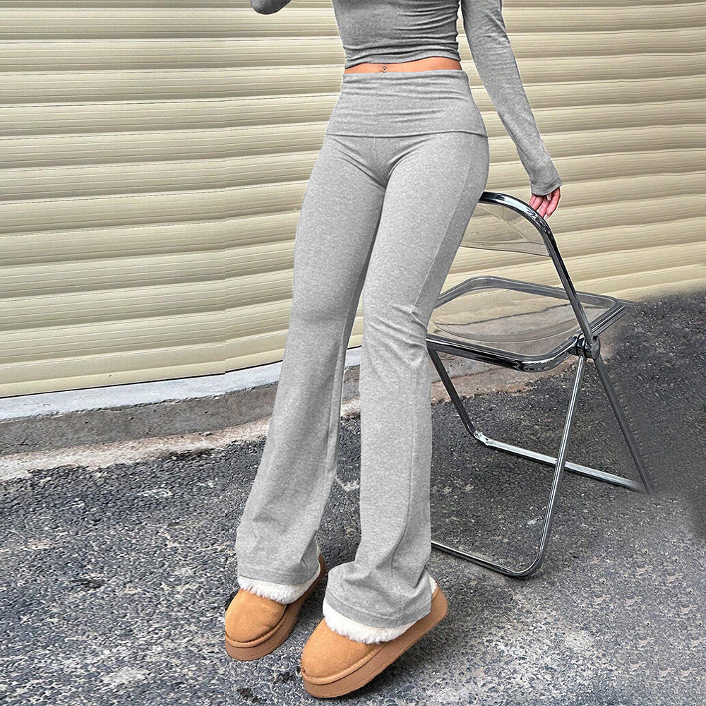 High Waist Skinny Pants - Casual Elastic Waistband