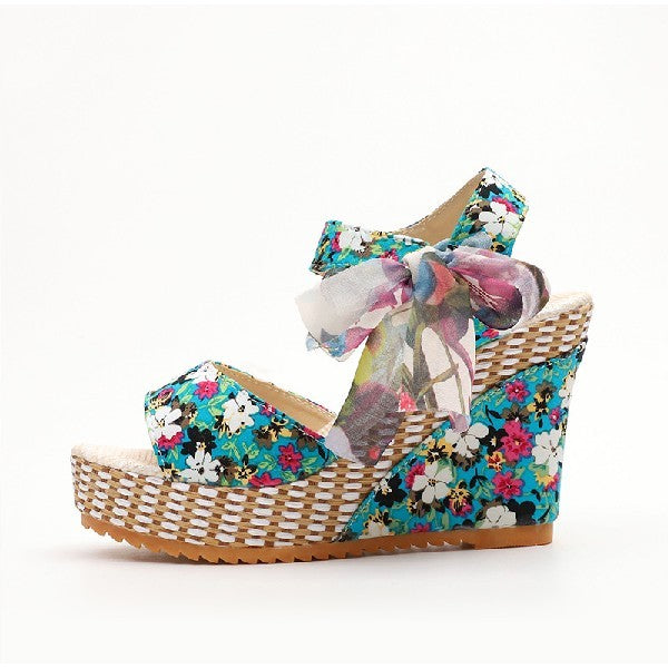 Women's Bohemian High Heel Sandals - Strappy Design - Fashions Envy