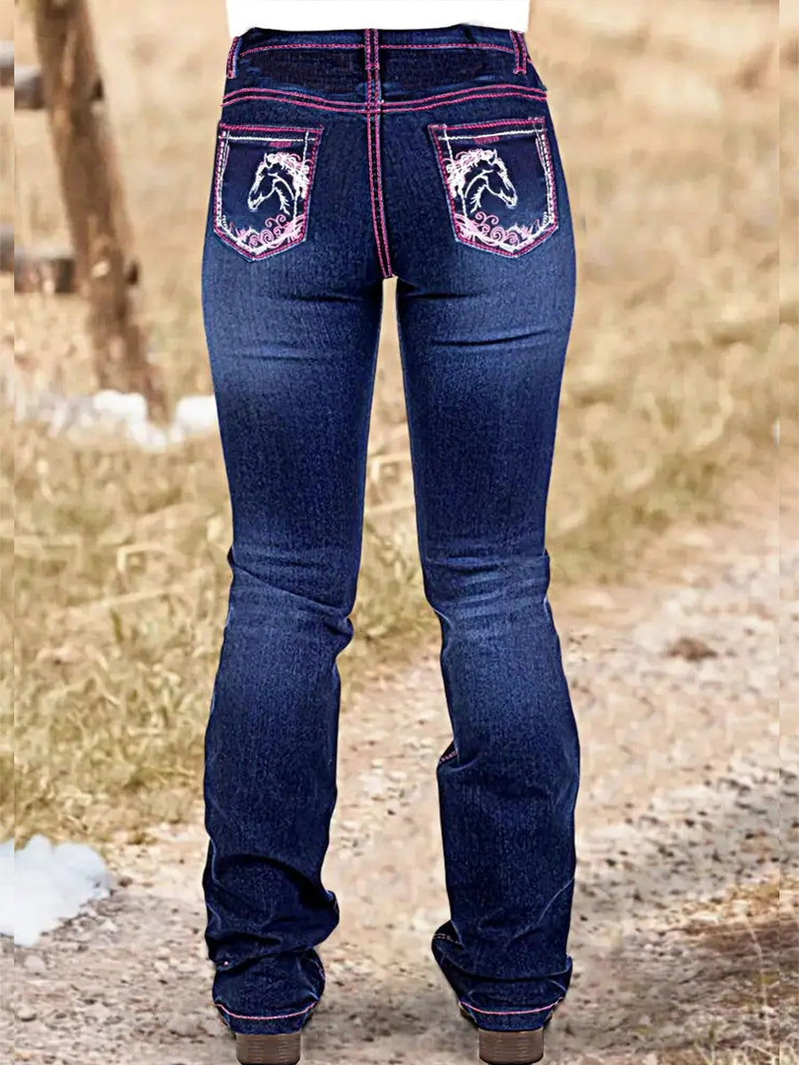 Rodeo Dreams Jeans - Western Bootcut Horse Embroidery Denim