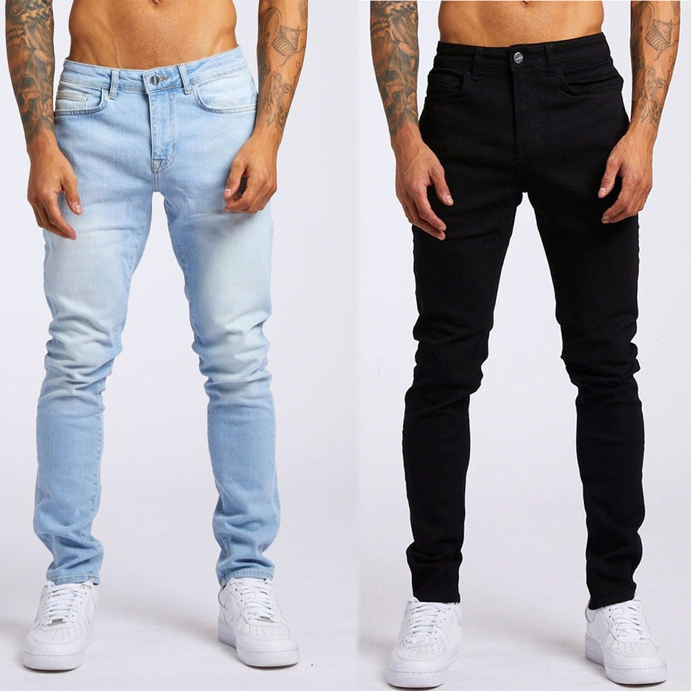 Men's High Waist Slim Fit Jeans - Casual Fashion Denim