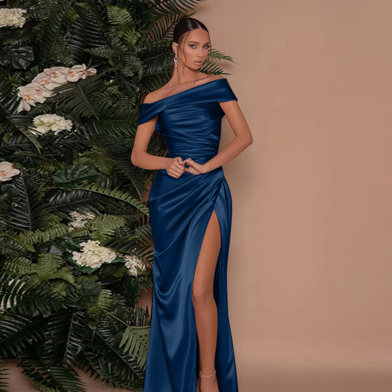 Sexy Off Shoulder Split Evening Maxi Dress - Fashions Envy