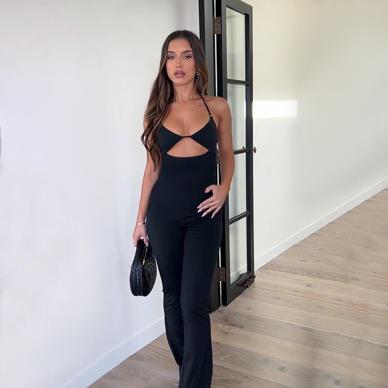 Halter Jumpsuit - Casual Cutout Sleeveless Slim Fit