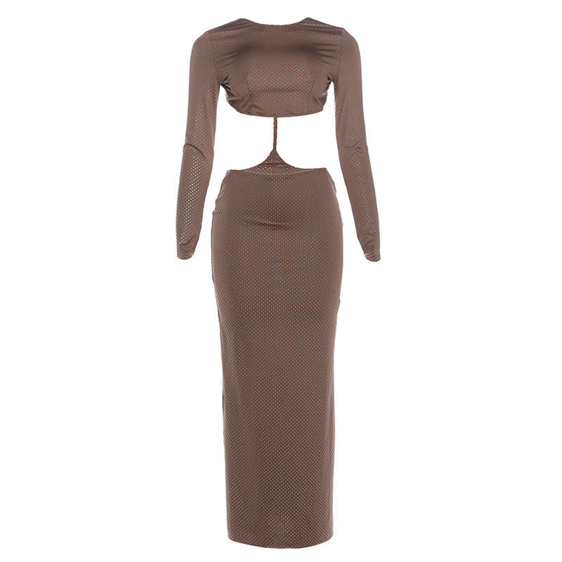 Backless Long Sleeve Dress - Hollowed Out Bodycon - Fashions Envy