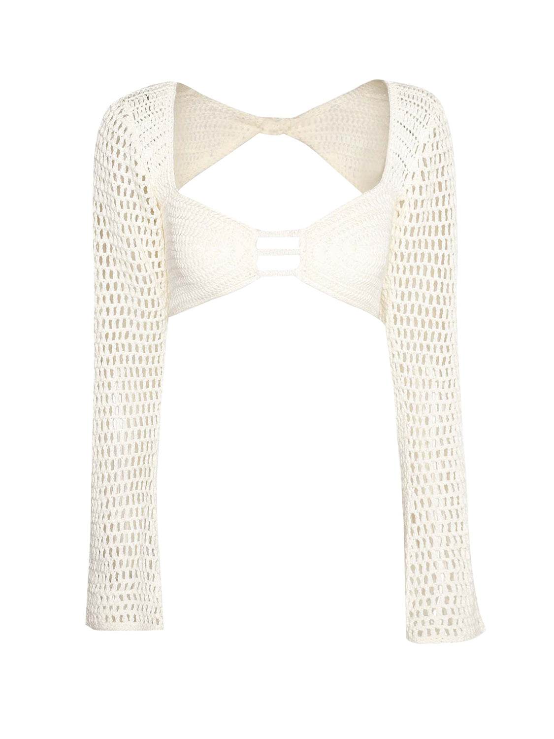 Tied Long Sleeve Top and Skirt Cover Up Set - Fashions Envy