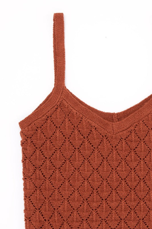 Sleeveless Crochet Knit Tank Top