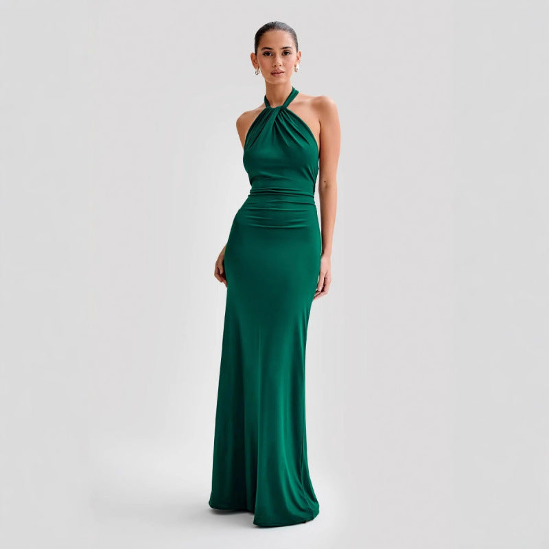 Halter Backless Maxi Dress - Elegant Formal Gown