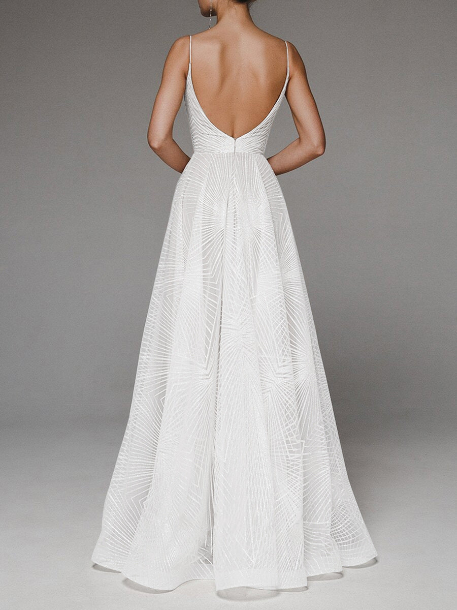 Spaghetti Strap Embroidered Prom Gown - Ball Dress